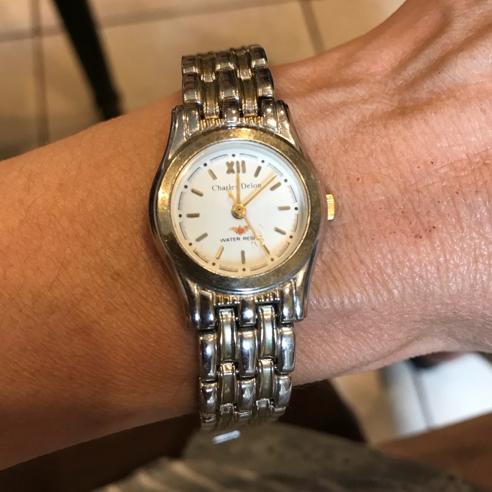 Two tone Charles Delon water resistant watch